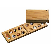 Kalaha / Mancala, foldable, travel game, bamboo (3258)